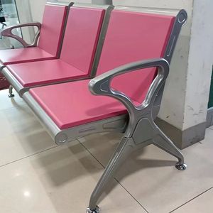 Sillas de fila Zhuo Huang de 3 asientos, color rosa, con reposabrazos, para áreas de espera de hospitales y aeropuertos - Product Image 1