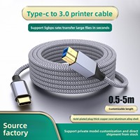 Kabel Data Kecepatan Tinggi Tipe-C 3.0 Konektor USB-A Female untuk Printer, Hard Drive Eksternal, Konduktor Tembaga, Aluminium