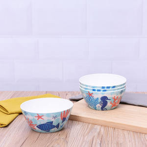 Tazones <span class=keywords><strong>de</strong></span> Melamina Resistentes para Acampar con Diseños Marinos Costeros (<span class=keywords><strong>Caballito</strong></span> <span class=keywords><strong>de</strong></span> <span class=keywords><strong>Mar</strong></span>, Coral, Pez) - Product Image 1