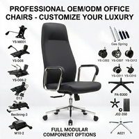 Chaise de bureau en cuir de vachette noir, design moderne minimaliste haut de gamme, luxe, élégante, confortable, inclinable, pour cadres dirigeants
