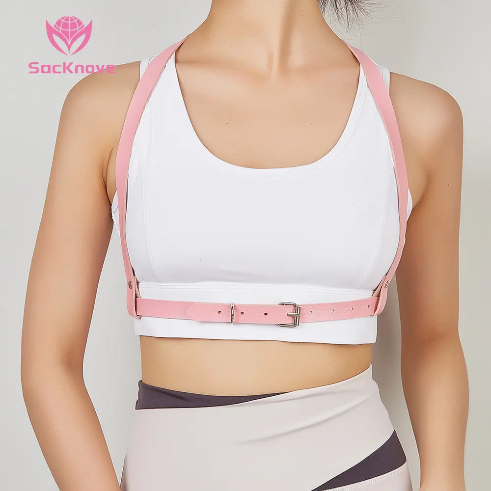 SacKnove 51248 Fornecimento de Fábrica Personalizado New Design Mulheres Pink Belt Boate Top Lingeries Sexy Soft Chest Harness Belt Punk