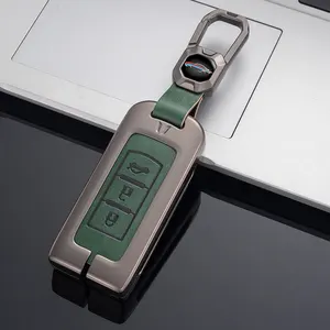 Mitsubishi Lancer Pajero Grandis araba anahtarı aksesuarları için tam koruma Zin alaşım deri anahtar kutusu kabuk