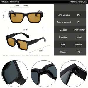 Gafas de Sol Cuadradas con Logotipo Personalizado, Estilo Vintage 2025, Montura Grande, Protección UV400, con Remaches para Hombre - Product Image 6