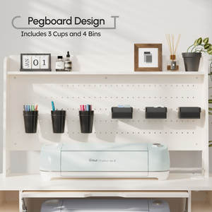 リビングルーム家具大型クラフト収納キャビネットテーブルクラフトロッカー、コンセントと3つのカップと2つの異なる形状の4つのビン - Product Image 4