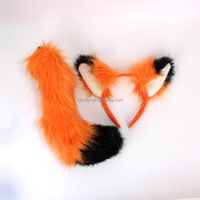 Accessoires de déguisement animalier pour Halloween : Bandeau et queue de renard en fourrure pelucheuse