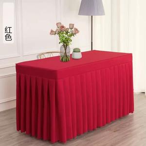 Housse de table en polyester et élasthanne tissée sur mesure de 6 pieds carrés pour les mariages, les événements, les hôtels, lavable, utilisation en extérieur, motif uni - Product Image 2