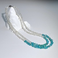 Collier ras du cou multicouche en cristal bohème avec perles de pierre de lune et d'apatite naturelle pour femme - Cadeau d'été