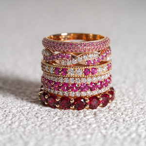 Pietra preziosa fedi nuziali gioielli <span class=keywords><strong>rosso</strong></span> rubino <span class=keywords><strong>zaffiro</strong></span> 14K oro massiccio fedi nuziali per le donne - Product Image 1