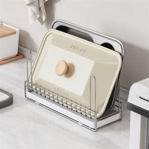 Soporte para toallas de acero inoxidable 304, estante de cocina de pie, moderno, de alto valor, con almacenamiento invertido y escurridor. - Product Image 2