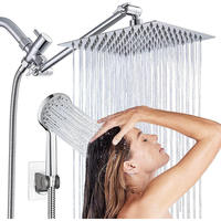 Moderno Conjunto de Ducha para Baño con Agua Fría y Caliente, Sistema de Grifería Mezcladora de Doble Manija de Acero Inoxidable, Chorro Cerámico Suave