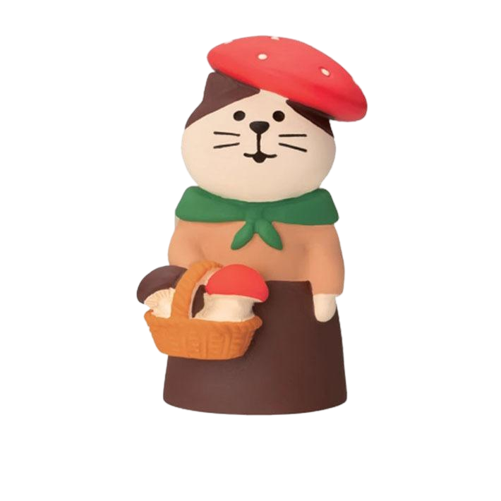 Yellow Mushroom picking cat