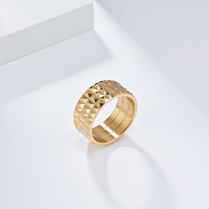 Fashion <b>Rings</b> Titanium Steel Pyramid Pattern Unisex Jewelry Gift Gold Black Silver Color K-R851 - Product Image 3