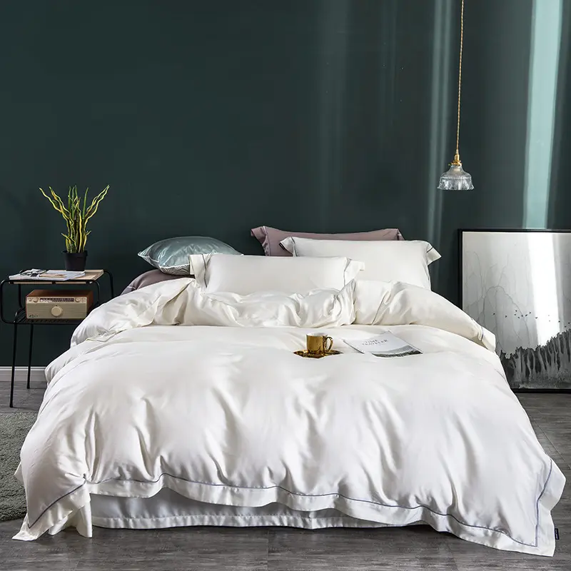 Hotel bedding material 233tc 100 pure cotton fabric white color duvet cover
