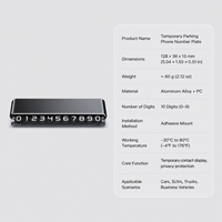 Plaque de stationnement de voiture en alliage d'aluminium, luminescente dans le noir, dissimulation d'un numéro de téléphone en un clic, décoration créative pour tableau de bord