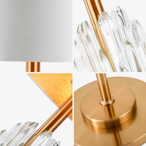 Lampe sur pied en verre moderne, Projection coucher de soleil, abat-jour en tissu avec Base en fer chromé pour la décoration du salon - Product Image 3