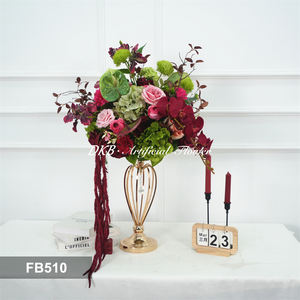 DKB Silk Roses Hydrangea Artificial Flower Balls Centerpieces Wedding Party Table Decorations Red Flower Balls - Product Image 2