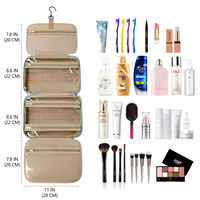 Trousse à cosmétiques de maquillage personnalisée avec compartiment organisateur de bijoux 3-en-1 pour trousse de toilette de voyage suspendue avec fermeture à glissière