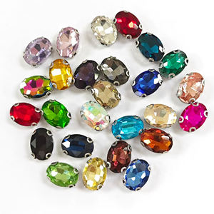 คริสตัลรูปไข่ 3 มิติ ขนาด 10*14 มม. แบบเจาะรูเย็บติดด้วยมือ หลังแบน สีขาว ทำจากแก้ว เป็นมิตรกับสิ่งแวดล้อม สามารถปรับแต่งได้  คริสตัลหลวมแบบเพชร 12 ชิ้น - Product Image 2