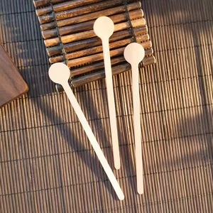 생분해 성 사용자 정의 로고 90/120/140mm 라운드 칵테일 스틱 대나무 나무 마시는 커피 교반기 차 및 음료 - Product Image 4