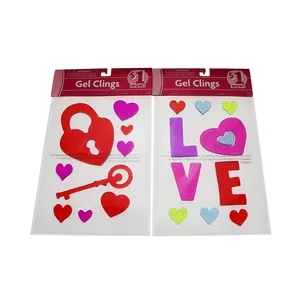 High quality Valentine's Day jelly paste removable window sticker environmental transparent glass DIY custom decoration