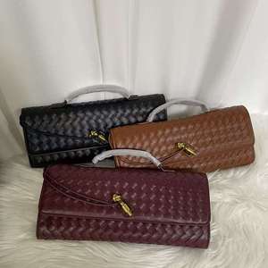 Cartera de lujo de cuero PU, bolso de mano de cuero suave tejido a mano, bolso de mano para mujer, muy vendido - Product Image 5