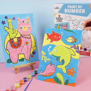 Tự làm kỹ thuật số bức tranh số hình ảnh Canvas Board phim hoạt hình sáng tạo hình ảnh sơn Kit cho trẻ em với 6 Acrylic sơn - Product Image 2