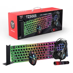 Onikuma Tz5005 5 N 1 Black Custom Logo Computer Rgb Wired Keyboard Mouse And Mouse Pad Gaming Keyboard Combo With Mouse