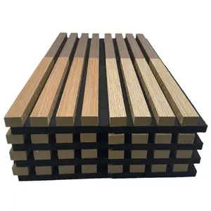 Factory Good Price Strong Decoration Acoustical Polyester Foam Wooden Grooved Grille Wall Panels