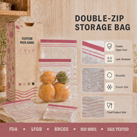 Sacs de conservation en plastique transparent avec fermeture éclair, réutilisables, double étanchéité, qualité alimentaire, pour congélateur, anti-fuite, pour sandwichs, collations et aliments