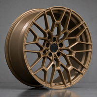 Nouvelle jante en alliage d'aluminium forgé à 5 branches, design Y Mesh bronze mat nid d'abeille, logo personnalisé, jante de voiture 16-22 pouces 5x114.3