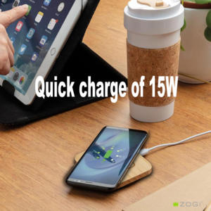 Chargeur sans fil pour téléphone à <span class=keywords><strong>induction</strong></span> rapide 15W en bambou écologique, <span class=keywords><strong>mini</strong></span>, fin, portable, avec logo personnalisé, port Type-C, OTP/OVP - Product Image 3