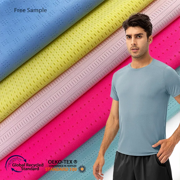 Tecidos de malha 100% estampados personalizados de sublimação para futebol, camisetas de malha de camisa única, roupa esportiva de ajuste seco