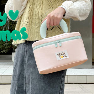 Bolsa de maquillaje Beilian, organizador de cosméticos portátil de gran capacidad para viajes, rosa, morado, cian - Product Image 3