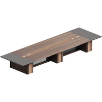 Ensemble de bureau de conférence modulaire moderne en panneaux de bois à hauteur réglable pour bureau avec table de salle de réunion et chaises, mobilier de bureau
