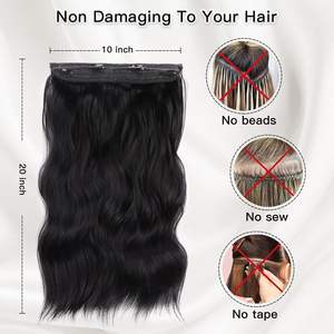 Línea de <span class=keywords><strong>Pesca</strong></span> Pre-Adherida de Una Pieza Ajustable Estilo Europeo Americano Ondas de Agua Cabello Largo Rizado Extensión Invisible con Clip - Product Image 6