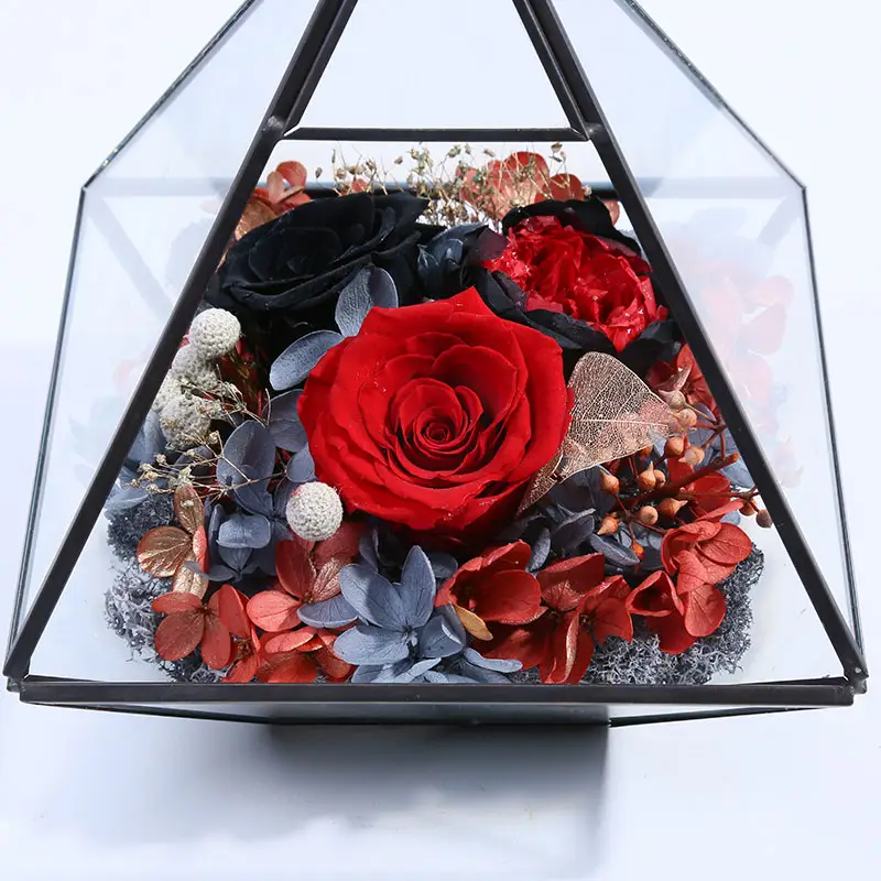 new style fashion diamond glass preserved flower house for new year christmas gift