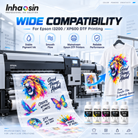 Encre DTF à base d'eau, pigmentée, couleurs vives et brillantes pour l'impression personnalisée sur t-shirts et vêtements, lot de 5, résistante au lavage, haute densité, service OEM