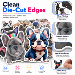 Adesivi in Vinile Personalizzati <span class=keywords><strong>Divertenti</strong></span> per Cani, Impermeabili, Fustellati, Simpatici Decalcomani di Bulldog Francese per Laptop, Bottiglie, Custodie per Telefono, Regalo - Product Image 4