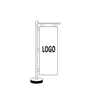 Fabbrica a buon mercato di alta qualità 13*36cm personalizzato <span class=keywords><strong>Logo</strong></span> bandiera da tavolo Mini Nobori bandiera bandiere con Base Stand - Product Image 1