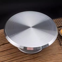 Backzubehör Kuchendekorationswerkzeuge Aluminiumlegierung Metallisch Silberne Blumenform 12 Zoll Drehbare Spülmaschinenfeste Kuchenplatte