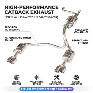 ท่อไอเสียแบบ Catback รุ่น Vortex SS304 พร้อมวาล์วและปลายท่อแบบ Quad สำหรับ Nissan Patrol Y62 5.6L V8 ปี 2010-2024 ชุดอัพเกรดสมรรถนะแบบ Bolt-On - Product Image 1