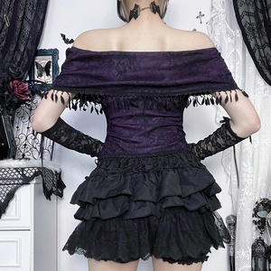 Top rosa de un solo hombro de subcultura, un nuevo <span class=keywords><strong>estilo</strong></span> gótico, Top de encaje Adelgazante y versátil - Product Image 4