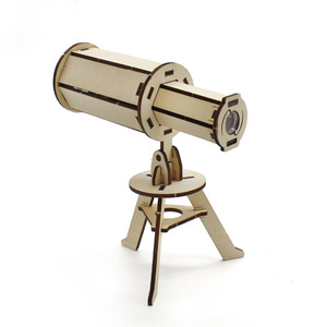 Kit de telescopio de madera para niños, modelo educativo de ciencia, juguete STEM de 7 a 9 años, operación manual, diseño de forma geométrica - Product Image 4