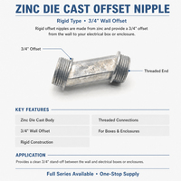 Raccord de déviation rigide fileté en zinc moulé sous pression pour conduites électriques métalliques, connecteur déviant pour boîtes et coffrets