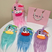 Étui de téléphone portable 3D en peluche moelleux antichoc pour 15 Pro Max/14 Plus/13/12/11 avec protection d'appareil photo, design de dessin animé, marque ODM/OEM