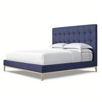 Lit double en tissu capitonné de style nordique italien, nouveau design, cadre de lit en bois, taille Queen/King, chambre à coucher moderne