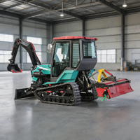 Tractor de orugas de alta eficiencia de 50 HP con zanjadora y rastra para zanjas, equipo multifuncional para labranza de arrozales