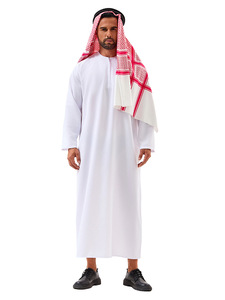 Tenue de performance cosplay émirati de luxe de Dubaï, robe blanche arabe, ensemble de costume de prince arabe avec bandeau pour homme - Product Image 4