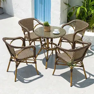 (E1040) extérieur jardin café meubles en rotin synthétique français paris bistro chaise de salle à manger