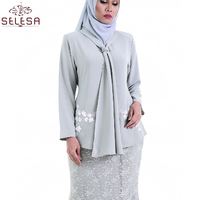 Kemeja Kedua 2020 Fashion Stripe Beauty Kebaya China Manxun Supplier Lace Floral Print Baju Kurung Satin